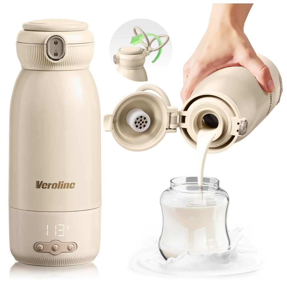 Veroline portable bottle warmer on-the-go heats milk and water for busy days