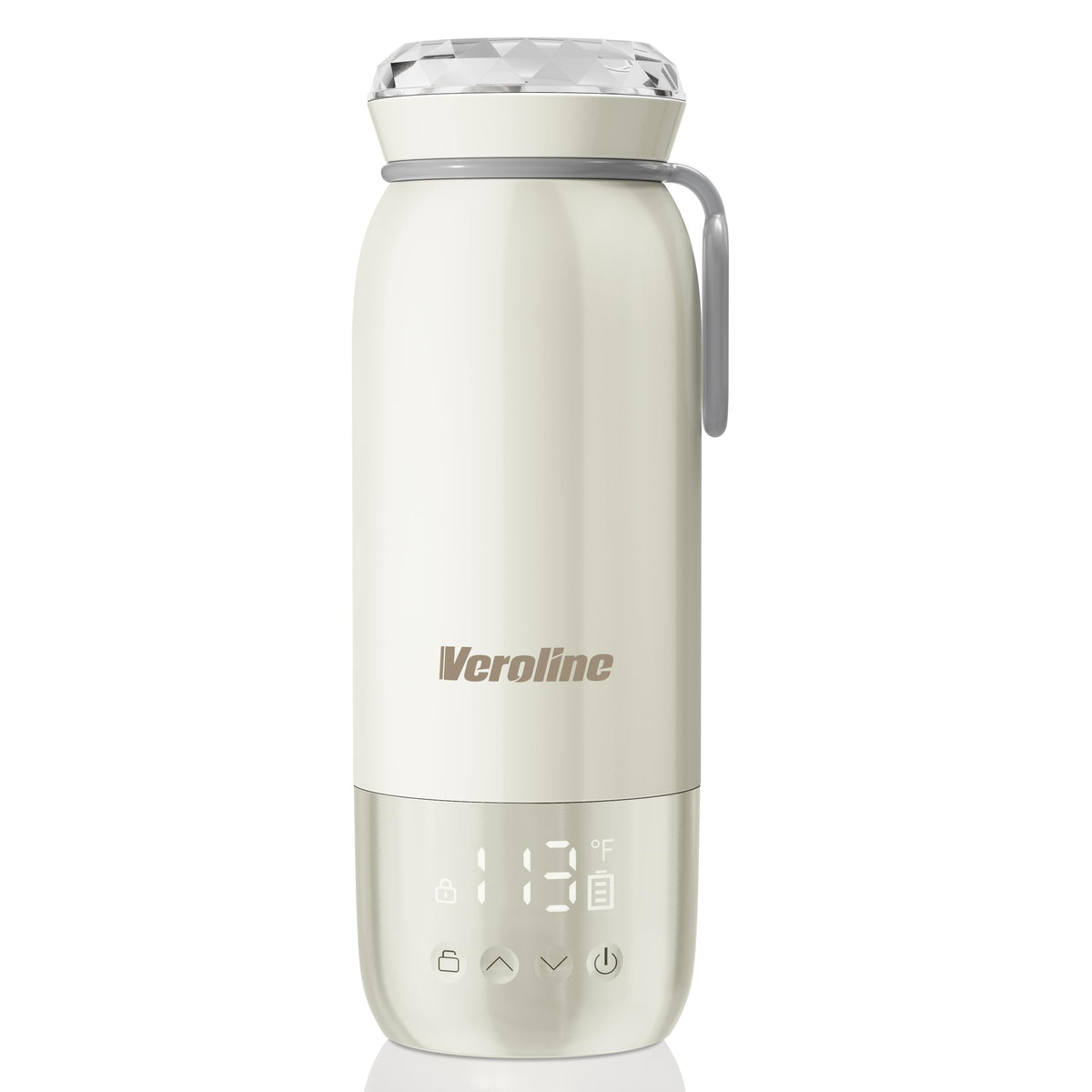 Veroline portable bottle warmer in travel setup providing fast milk warming on the go