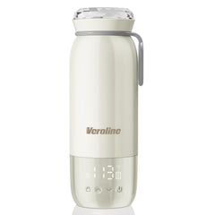 Veroline portable bottle warmer in travel setup providing fast milk warming on the go
