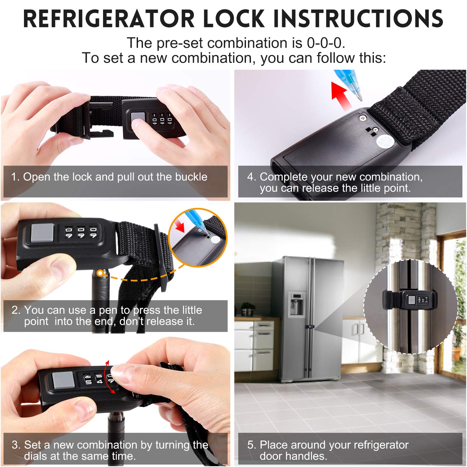 Veronica child safety lock in use on kitchen cabinet keeps hazardous items away
