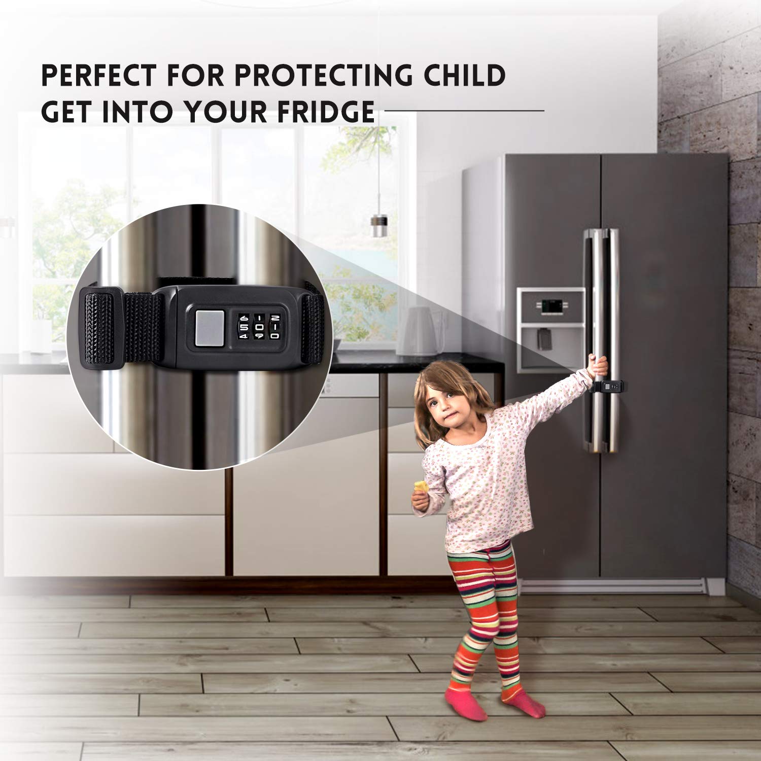 Veronica multi-functional cabinet lock close-up highlights adjustable belt for various furniture