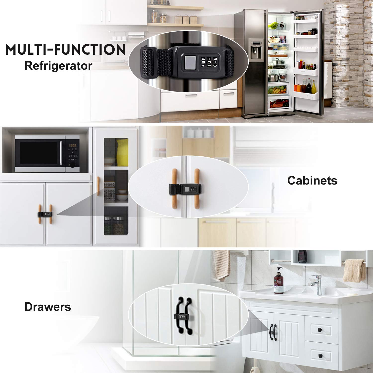 Veronica oven cabinet lock shown on closed oven door for safety