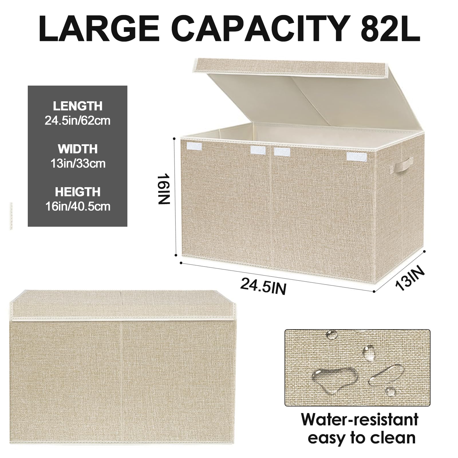 VERONLY large toy box chest beige color complements nursery and bedroom decor.