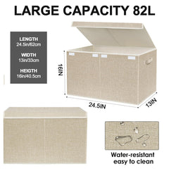 VERONLY large toy box chest beige color complements nursery and bedroom decor.