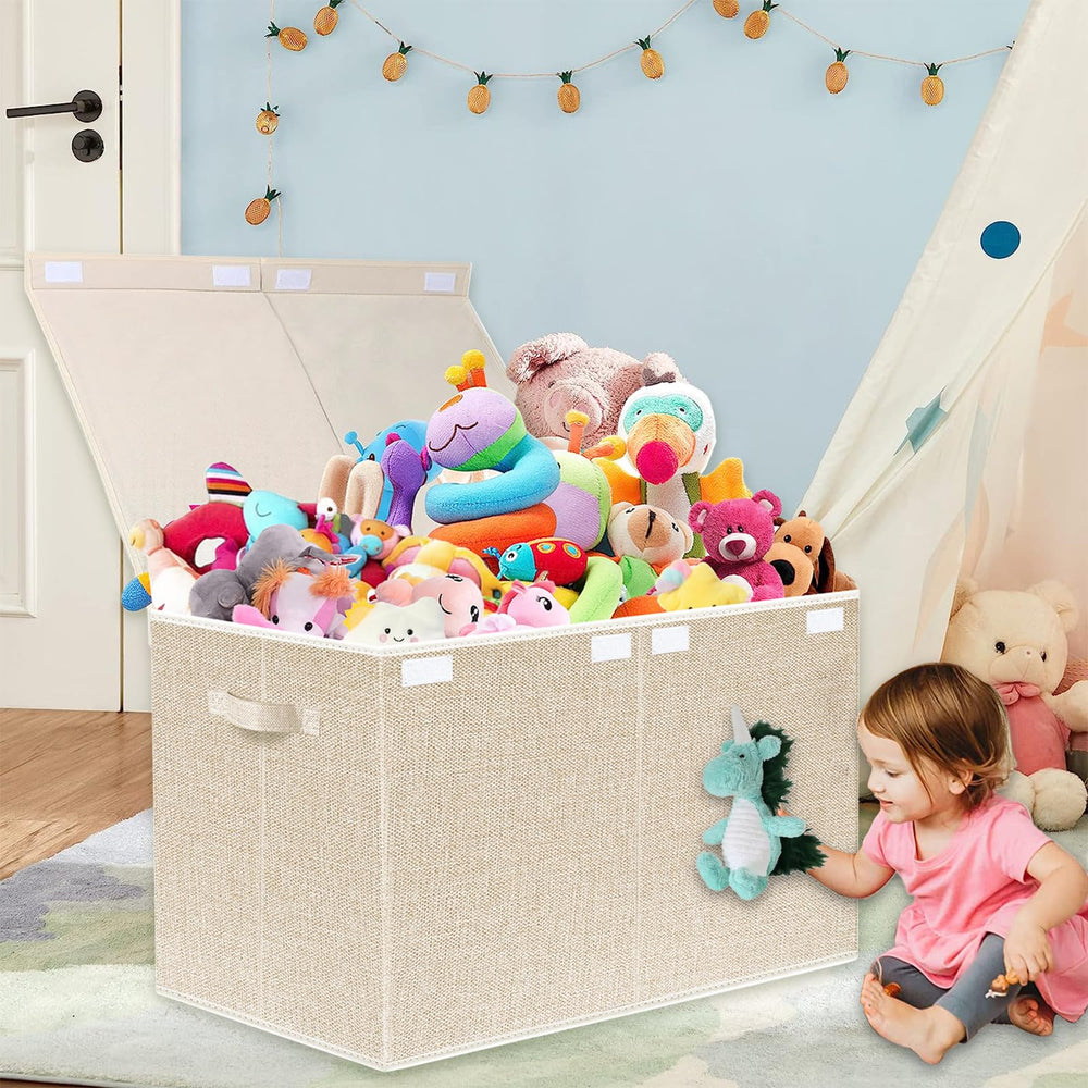 VERONLY large toy box chest open top demonstrates easy access to playroom toys.