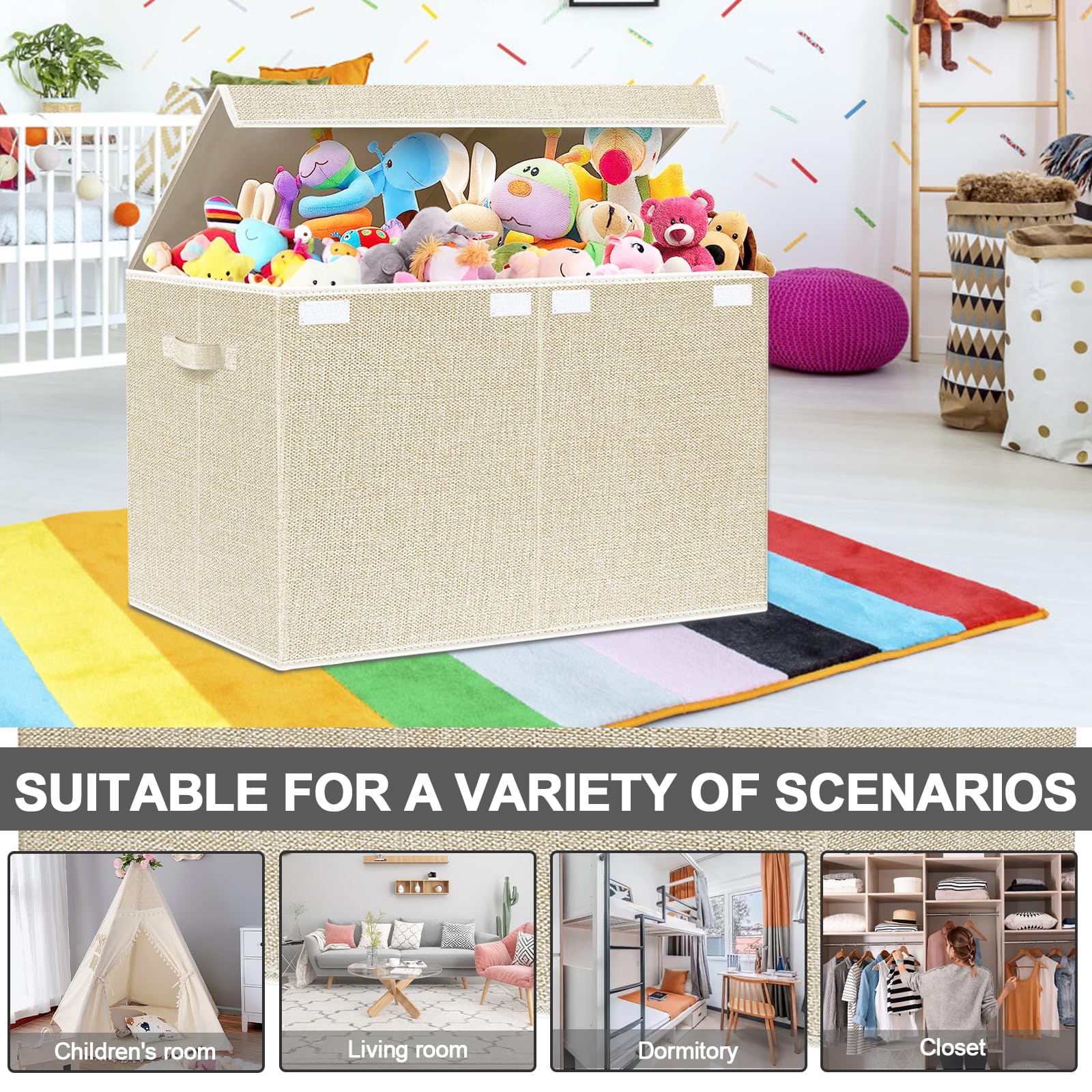 VERONLY large toy box playroom decor adds warm organized vibes.