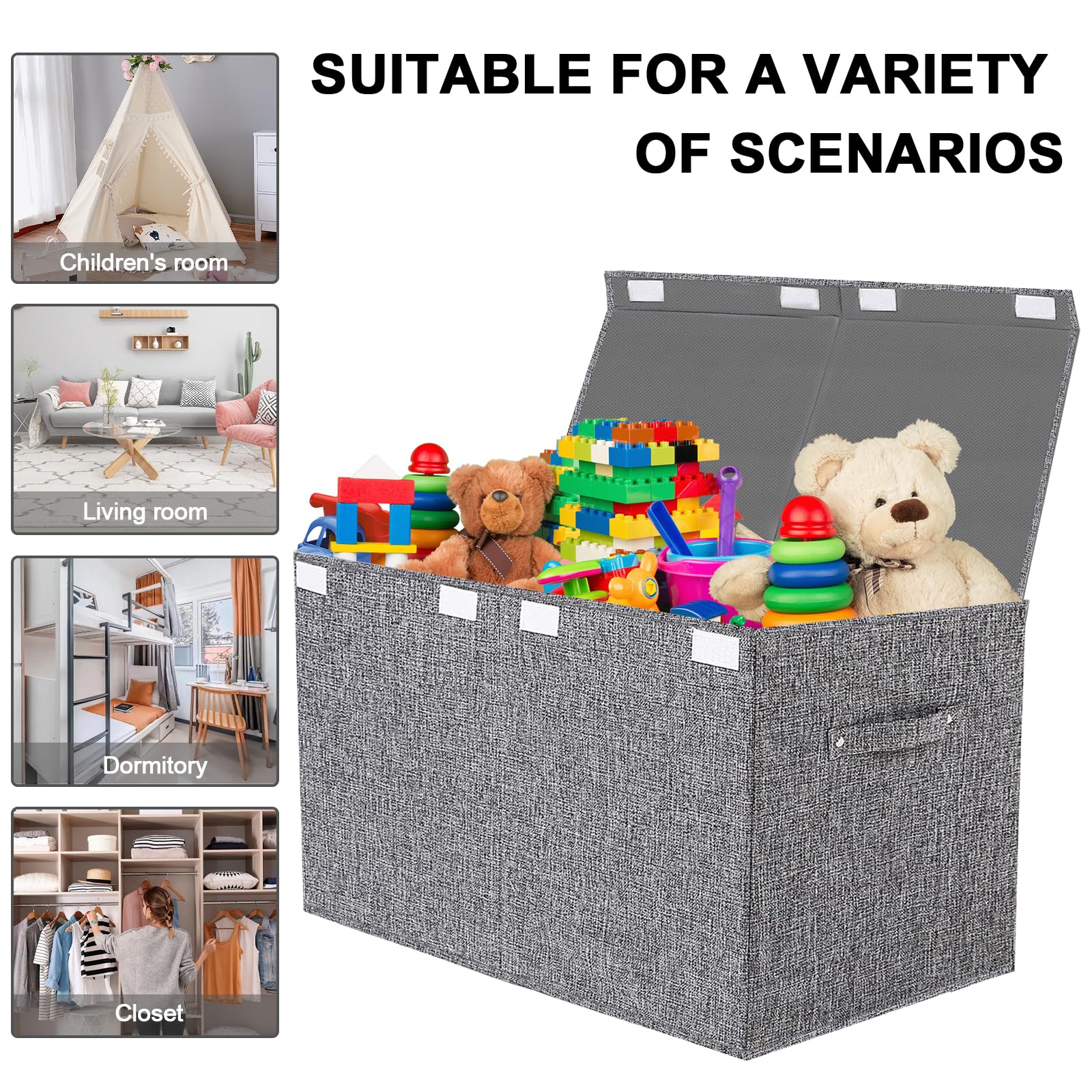 VERONLY Oxford fabric toy bin gray highlights durable construction