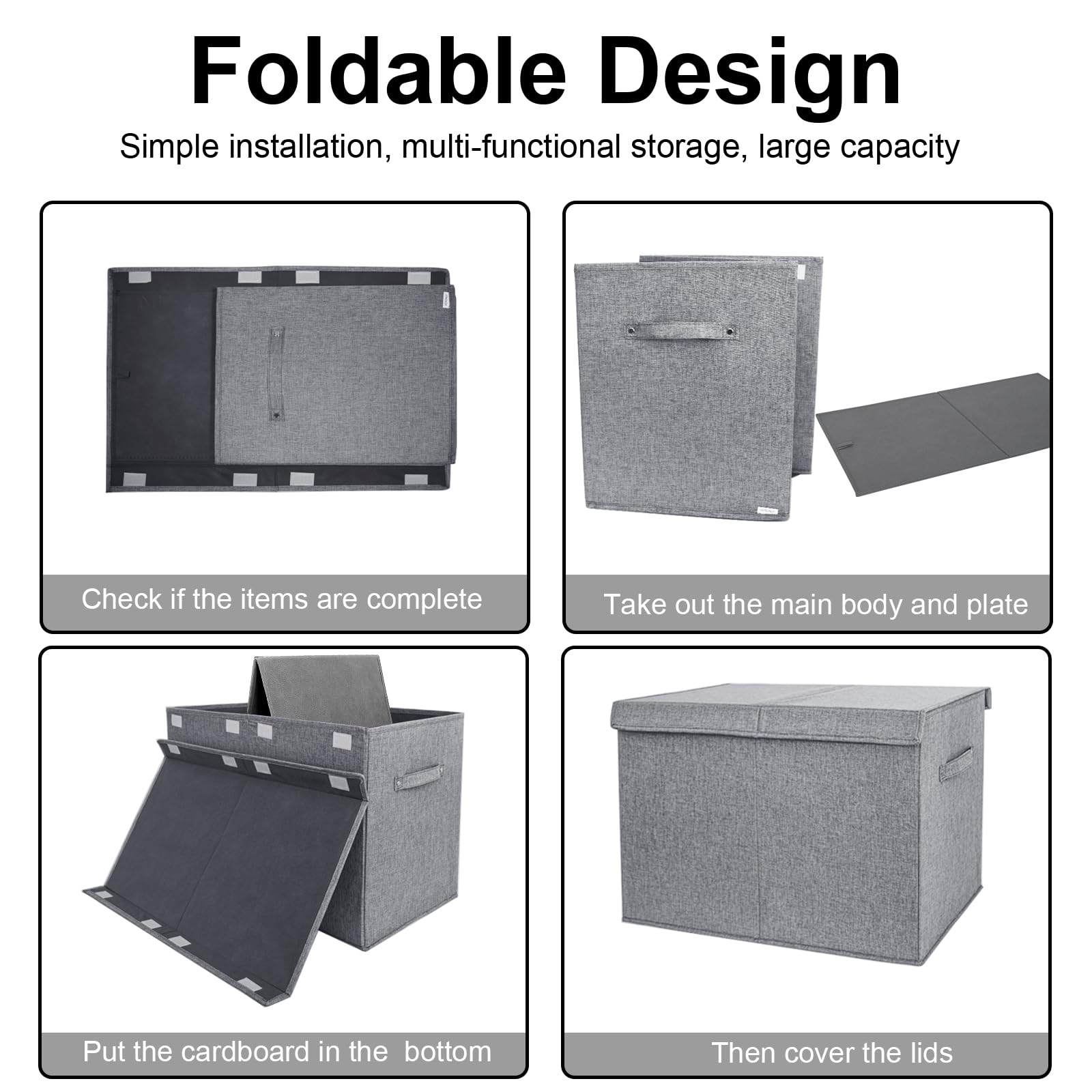 VERONLY toy storage bin with rivet handles gray for easy transport