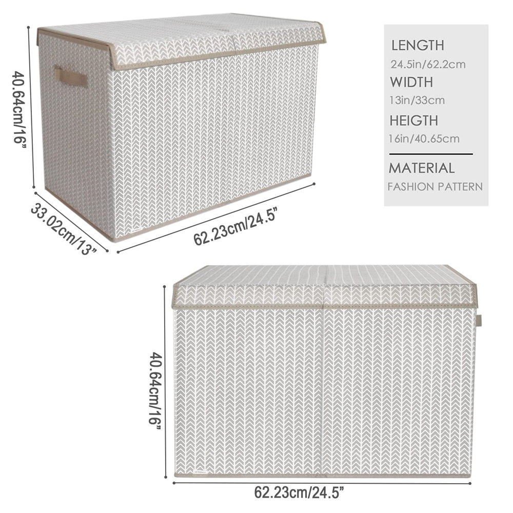 VERONLY Toy Box Chest gray tree-branch pattern front view highlights quick access.