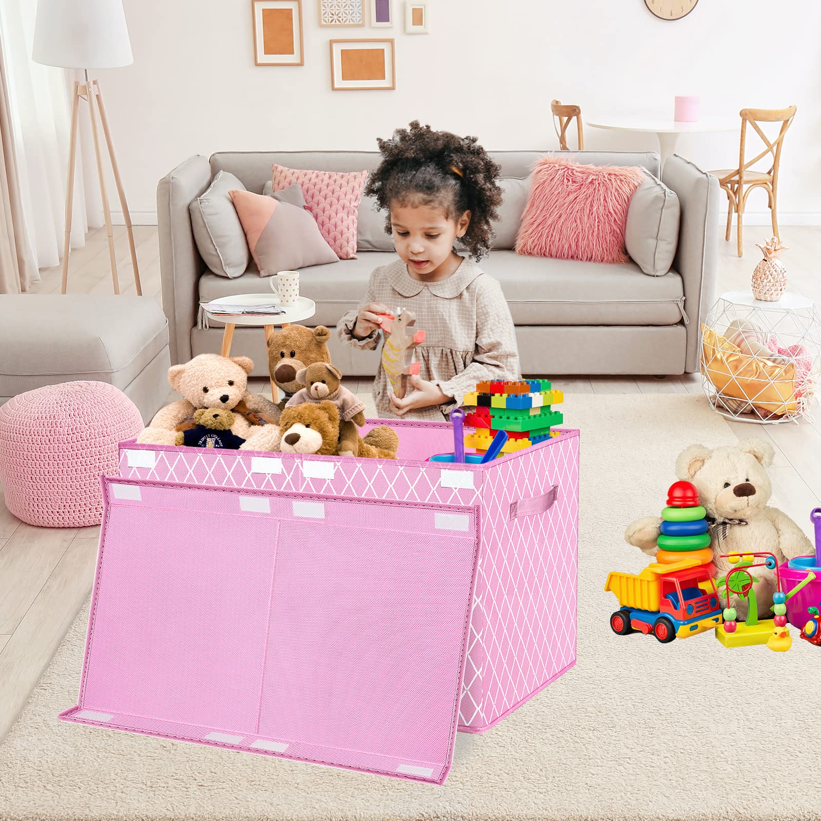 VERONLY toy box features sturdy handles for simple lifting and transport