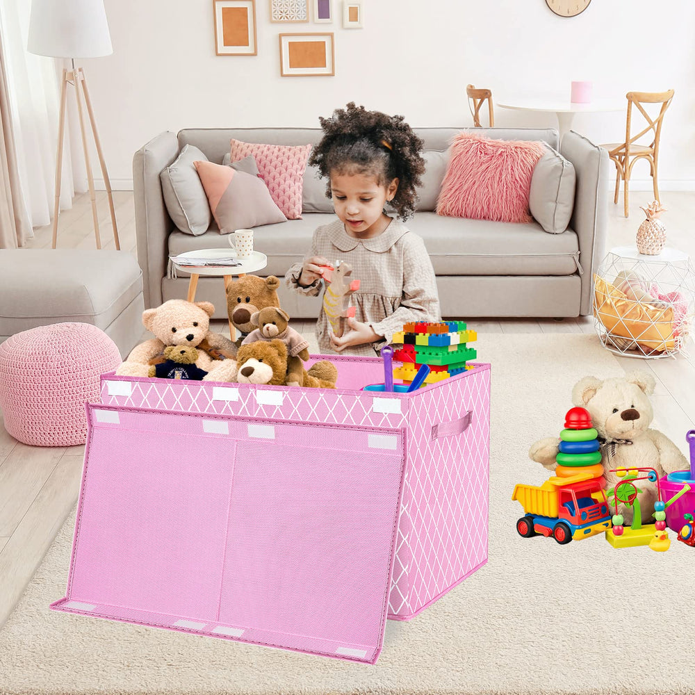VERONLY toy box features sturdy handles for simple lifting and transport