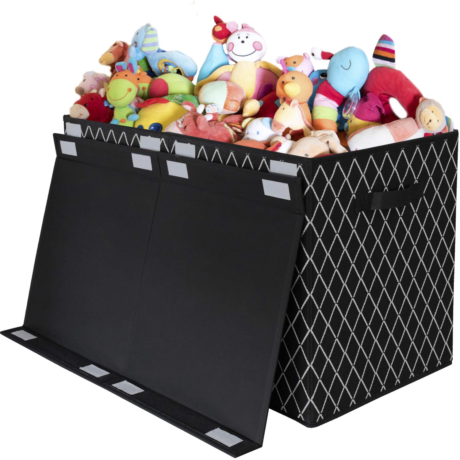 VERONLY toy chest box black full-size storage helps contain blankets, clothes, and toys.