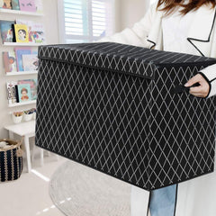VERONLY toy chest box black handles-closeup highlight reinforced handles for heavy toy loads.