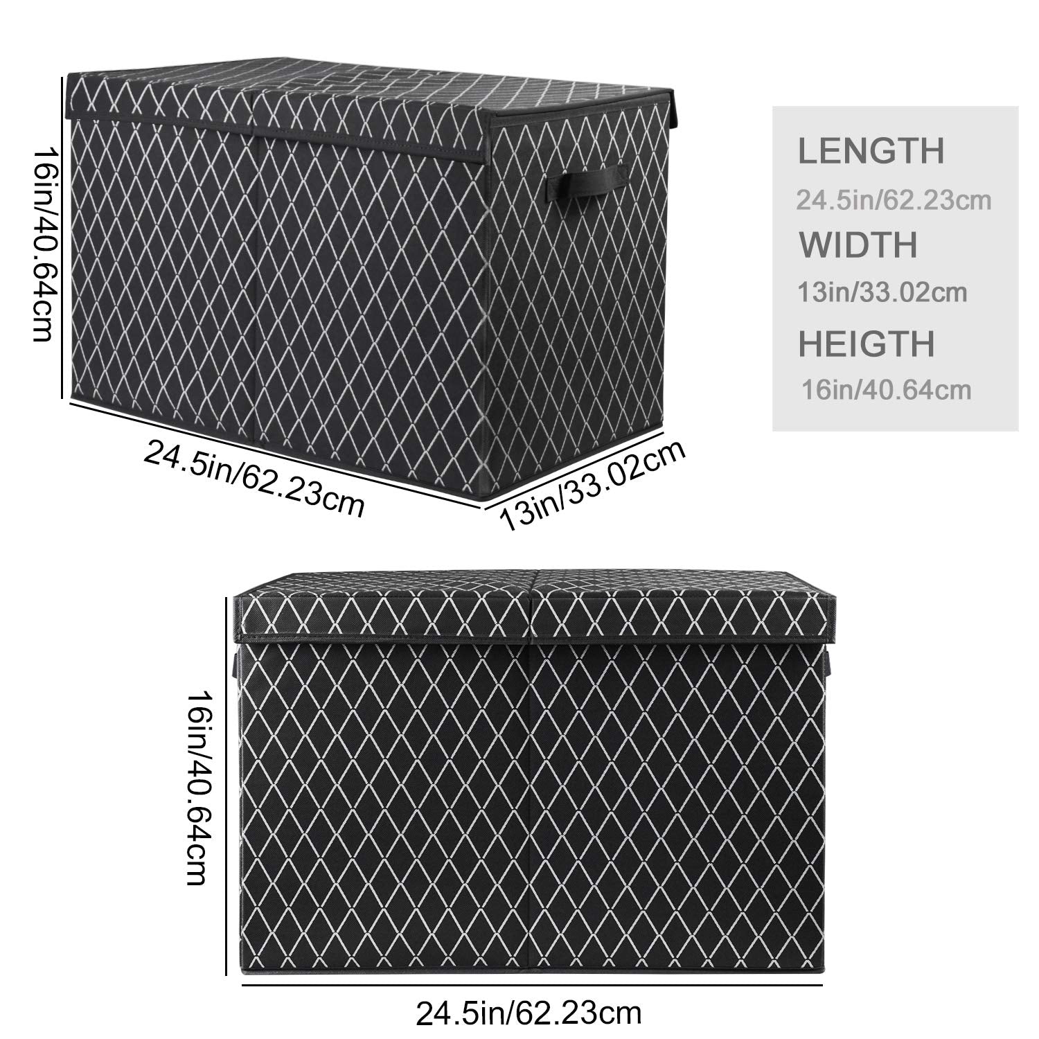 VERONLY toy chest box black interior-core reveals sturdy cardboard core for lasting structure.