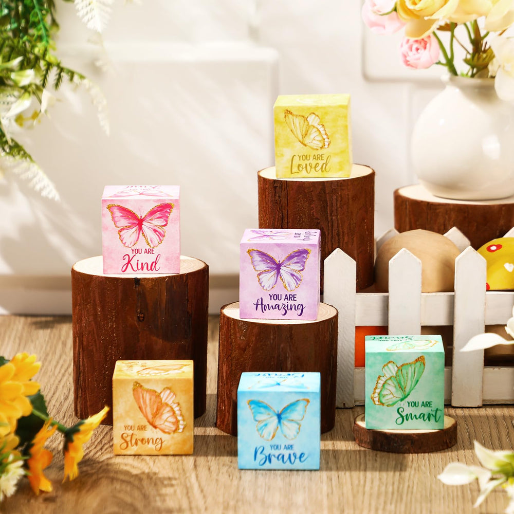 Vertintong boho rainbow blocks tabletop decoration with warm, inviting vibe.