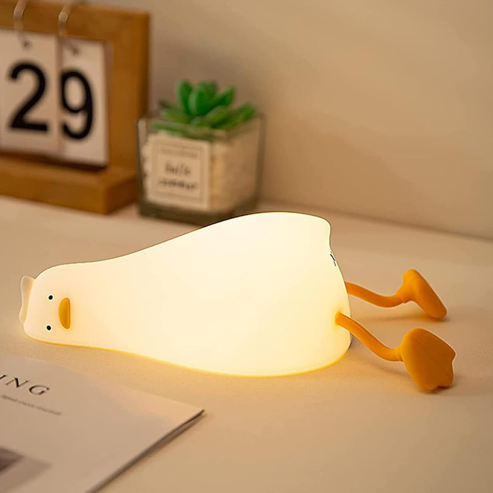 Veryrich duck night light lying-flat showing playful bedside illumination with phone stand