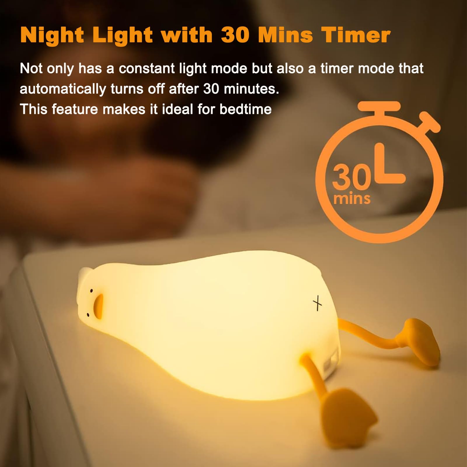 Veryrich silicone duck night light with soft-shell design