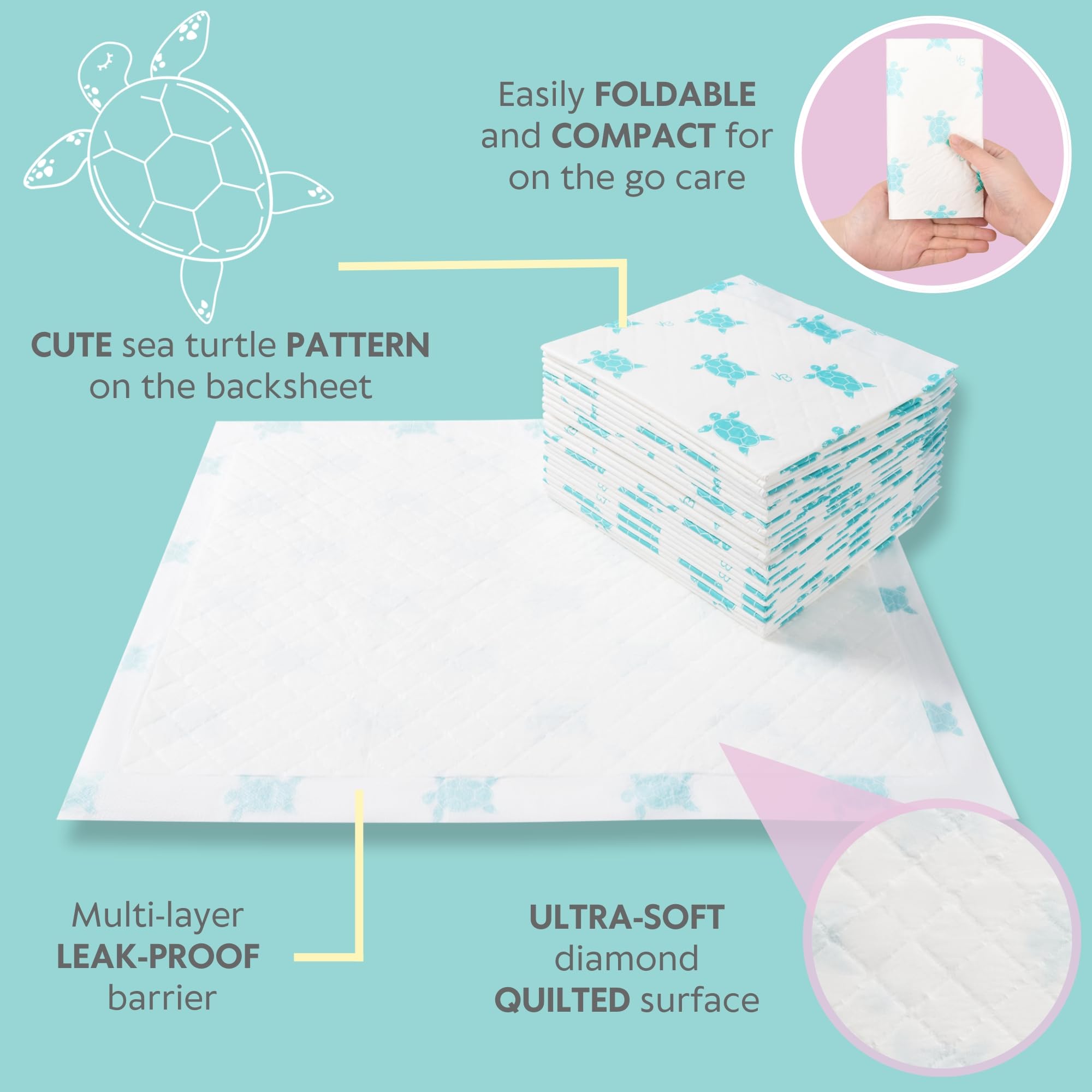 Vesta Baby 65 changing pad 15x20 inch provides ample space for changes.