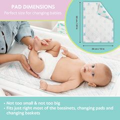 Vesta Baby 65 disposable changing pad showing waterproof backsheet for surface protection.
