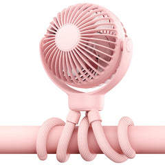 VETIFINAL baby stroller fan front view, compact pink cooling for quiet rides.