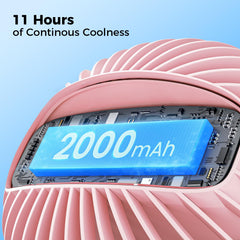 VETIFINAL portable fan 360-degree rotation in pink for versatile positioning.
