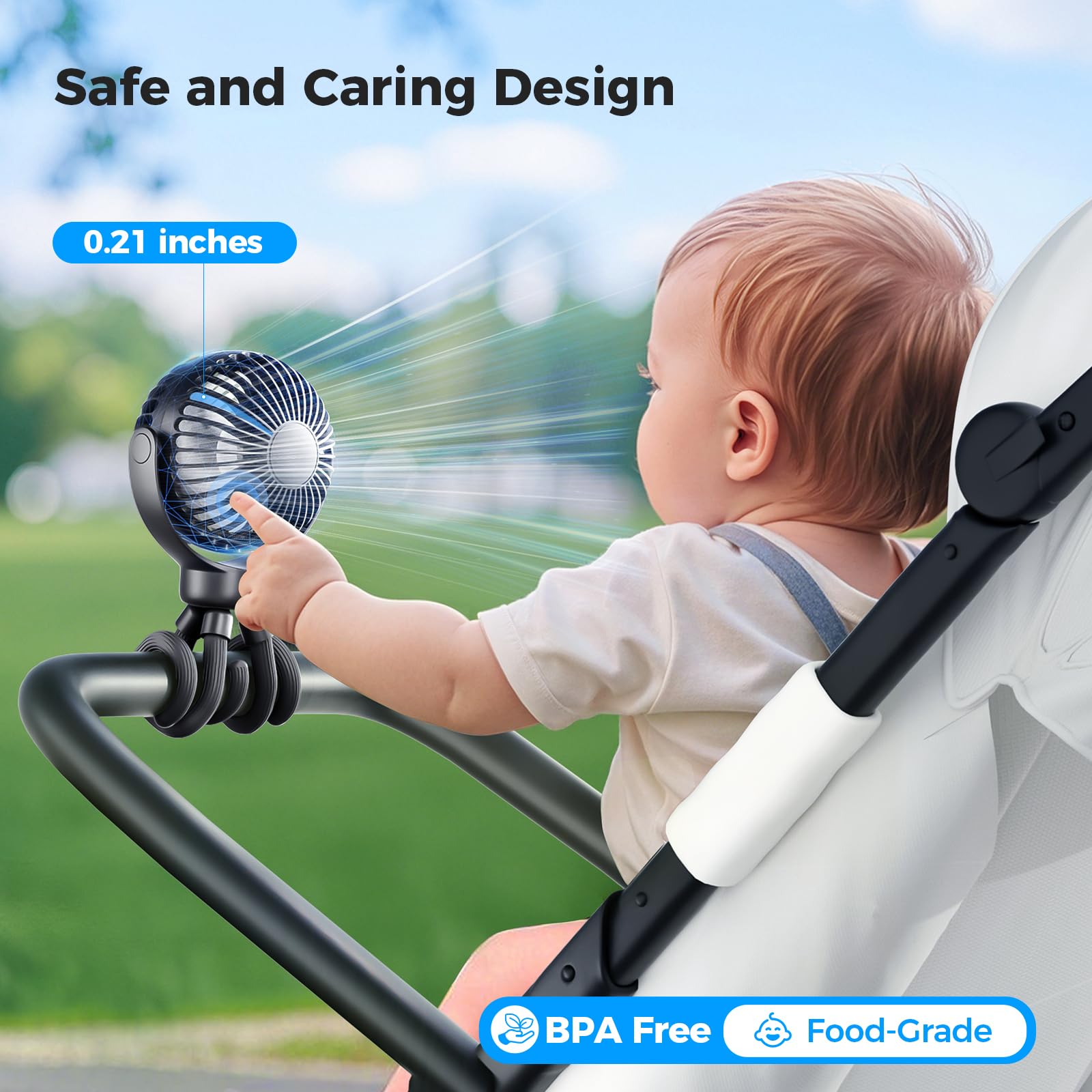 VETIFINAL stroller clip-on design enables easy attachment during outings