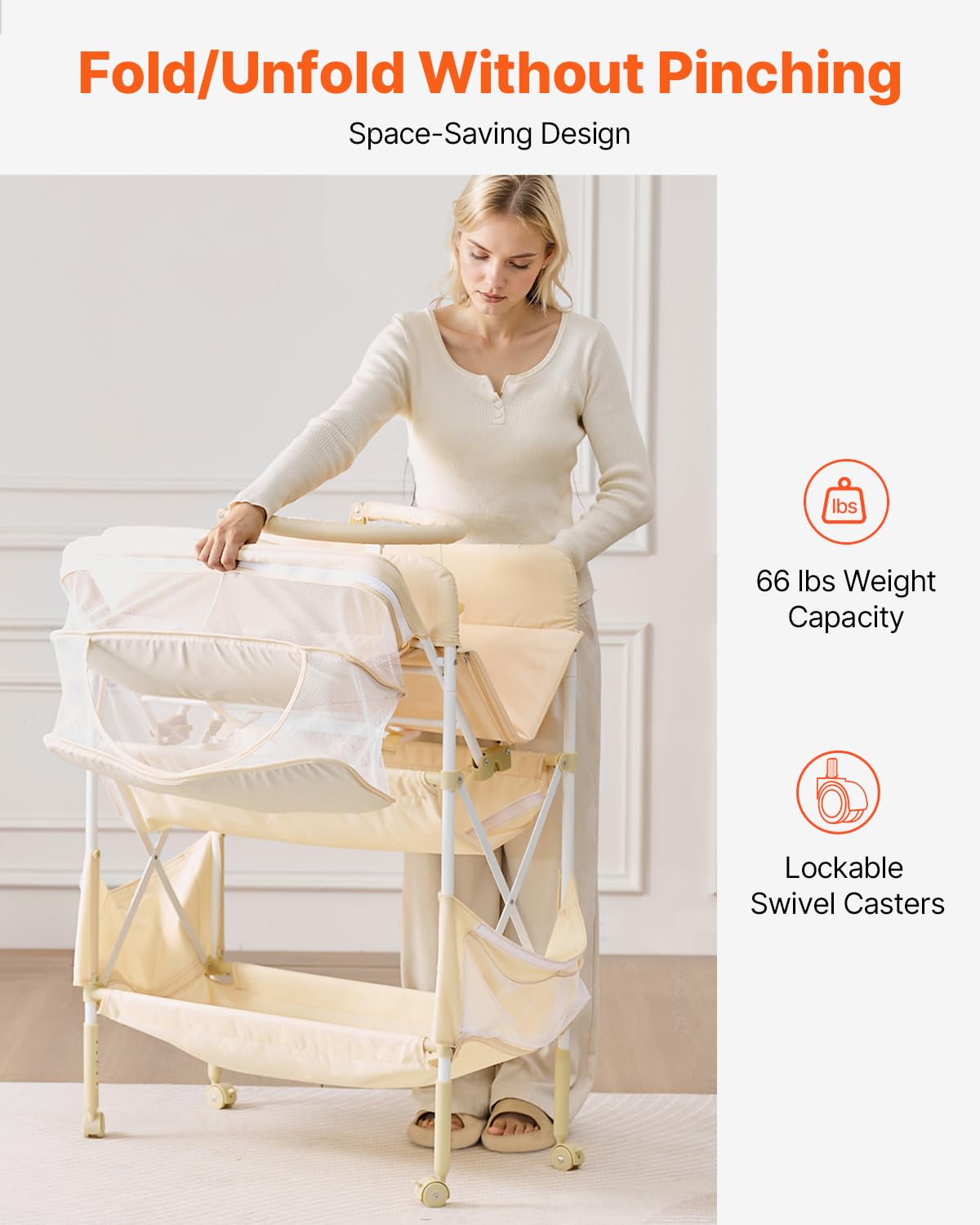 VEVOR Baby Changing Table 2-fabric-drawers storage keeps diapers within reach