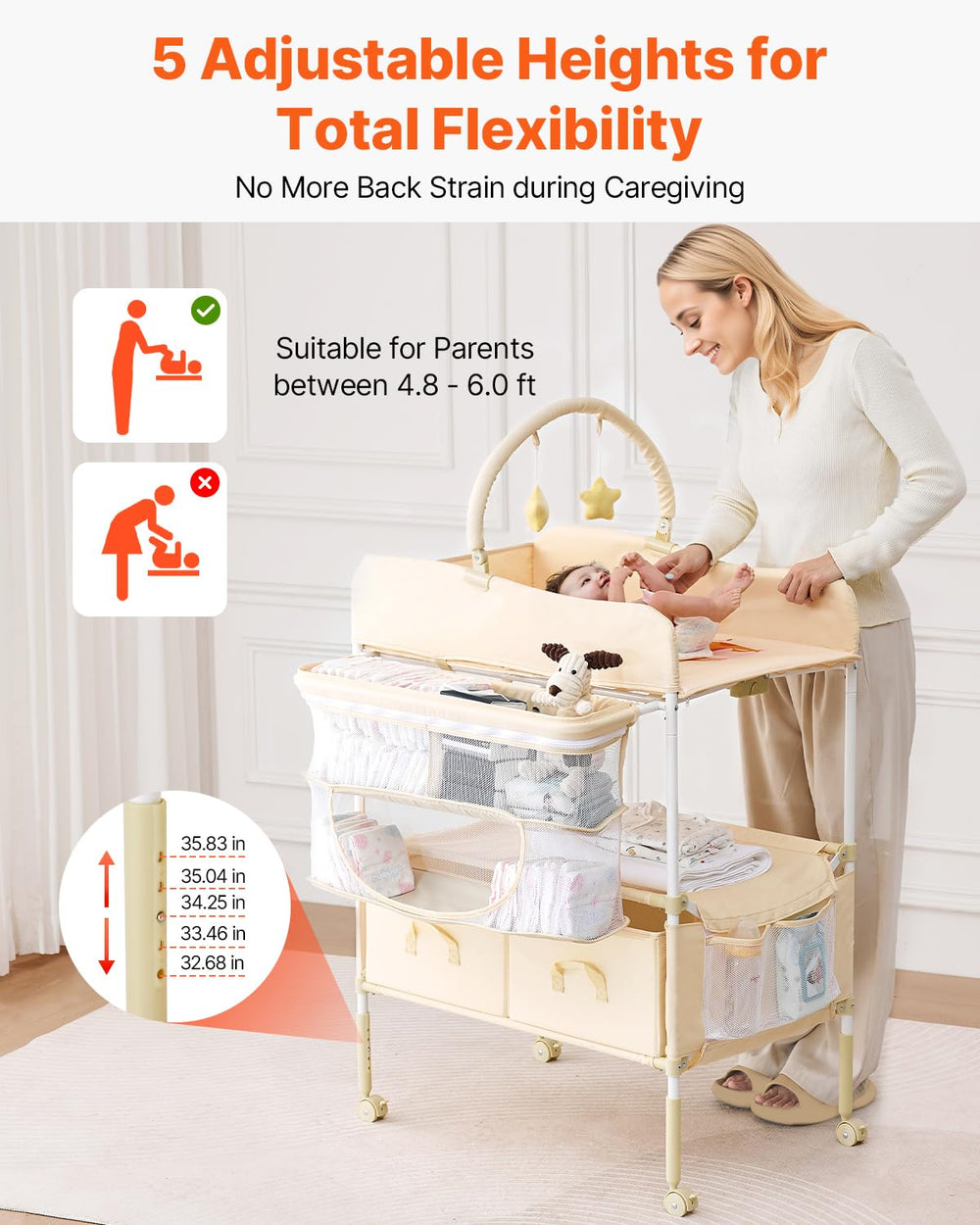VEVOR Baby Changing Table folded-compact-storage demonstrates easy storage and portability