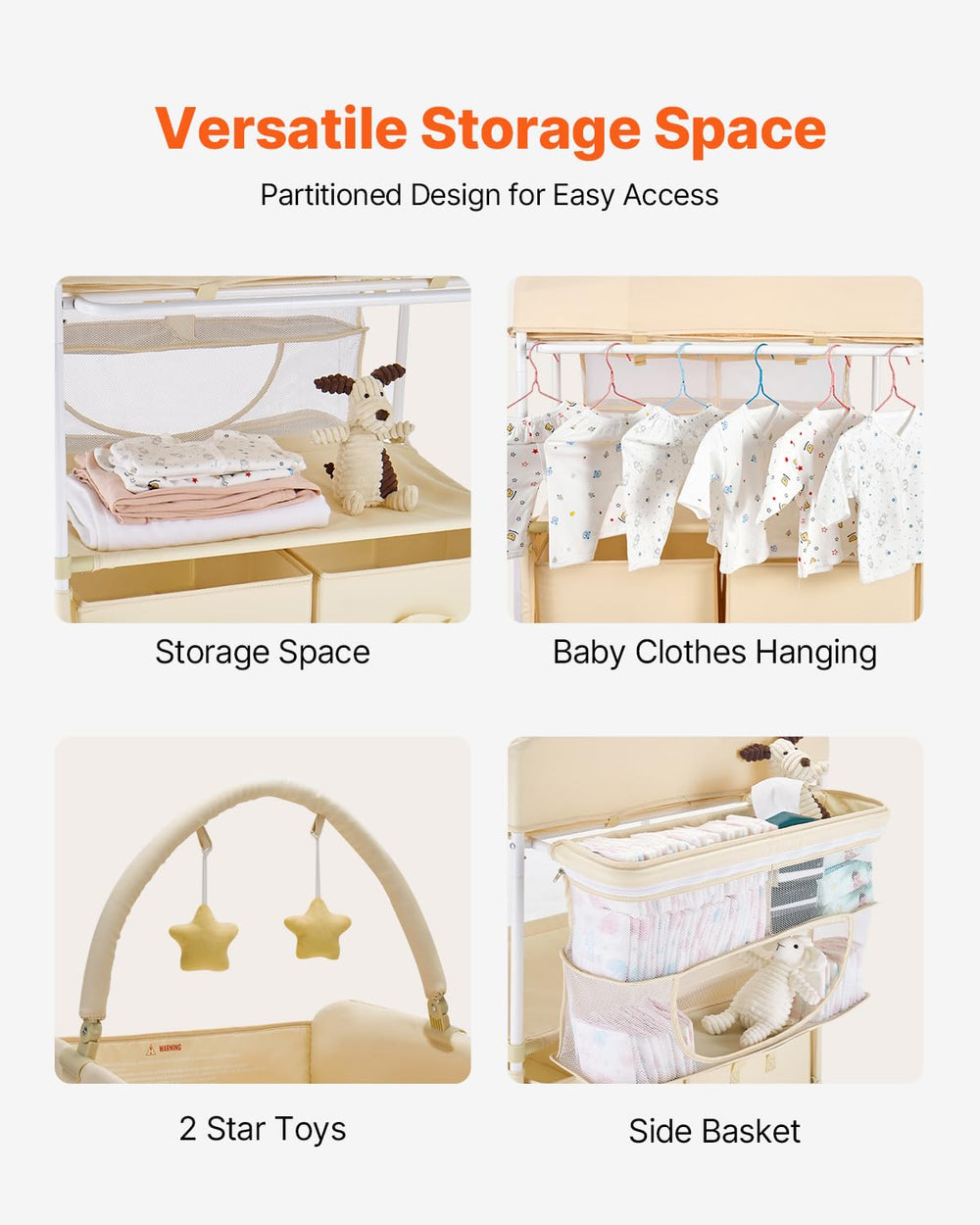 VEVOR Baby Changing Table side-basket keeps wipes and accessories handy