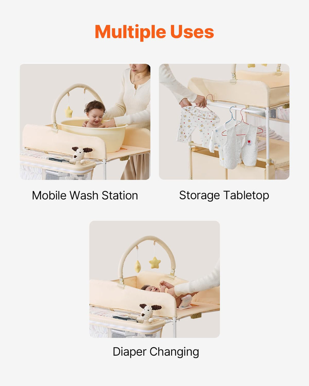 VEVOR Baby Changing Table soft-oxford-wipe-clean surface is water-repellent