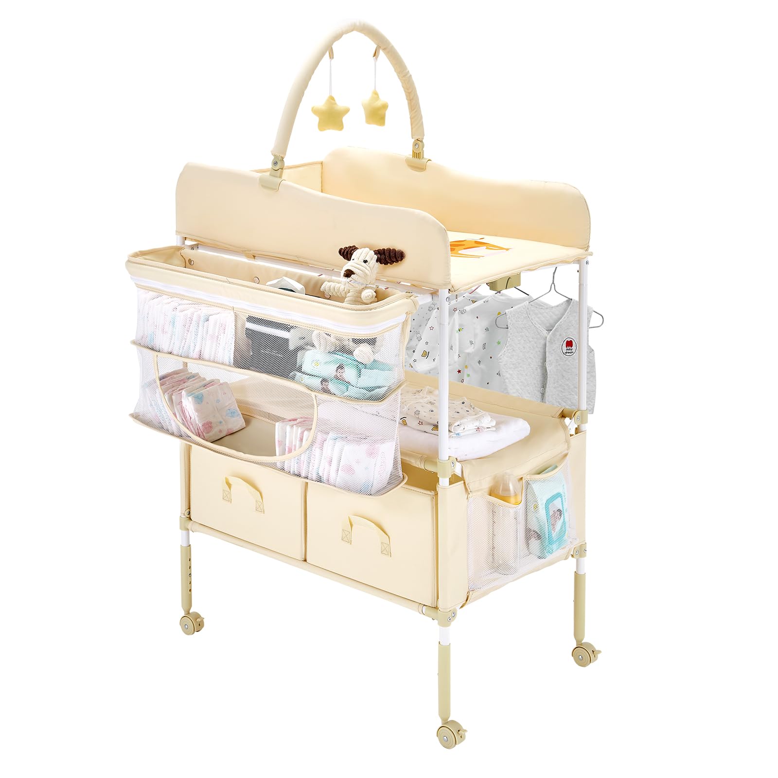 VEVOR Baby Changing Table top view shows adjustable height for comfortable diapering