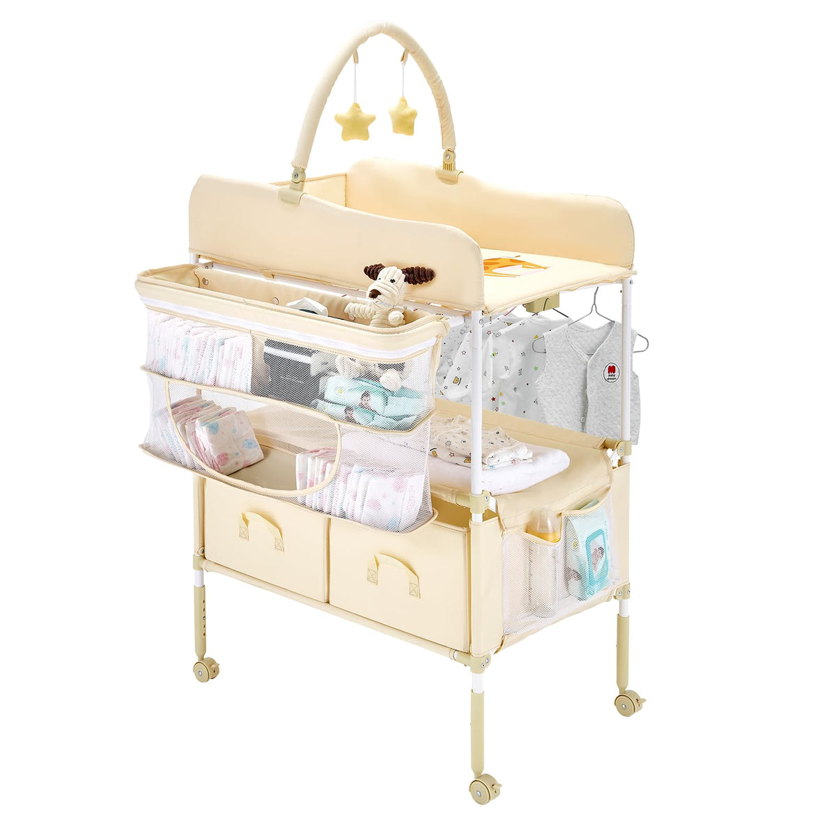 VEVOR Baby Changing Table top view shows adjustable height for comfortable diapering
