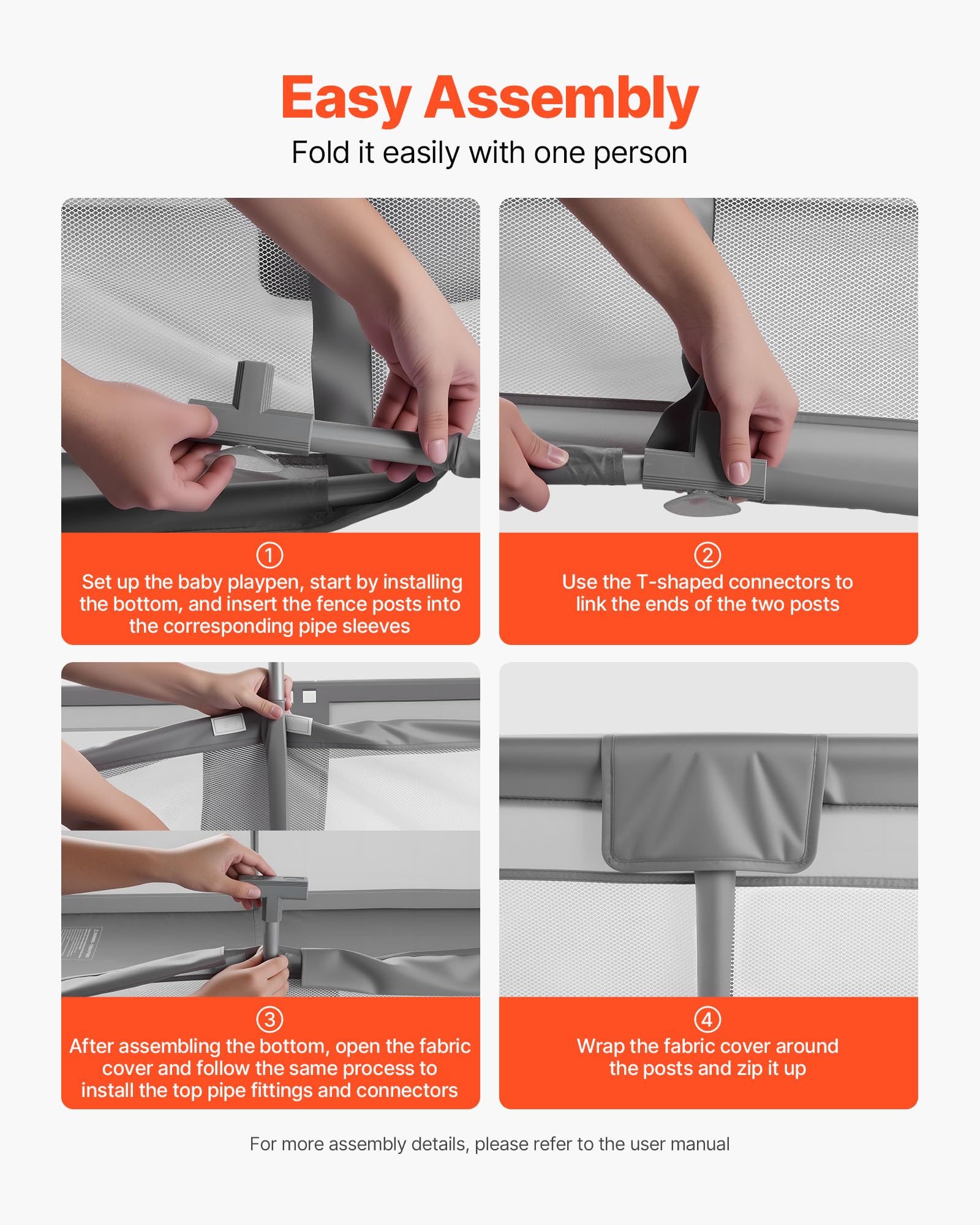 VEVOR baby playpen breathable mesh panels promote airflow and visibility