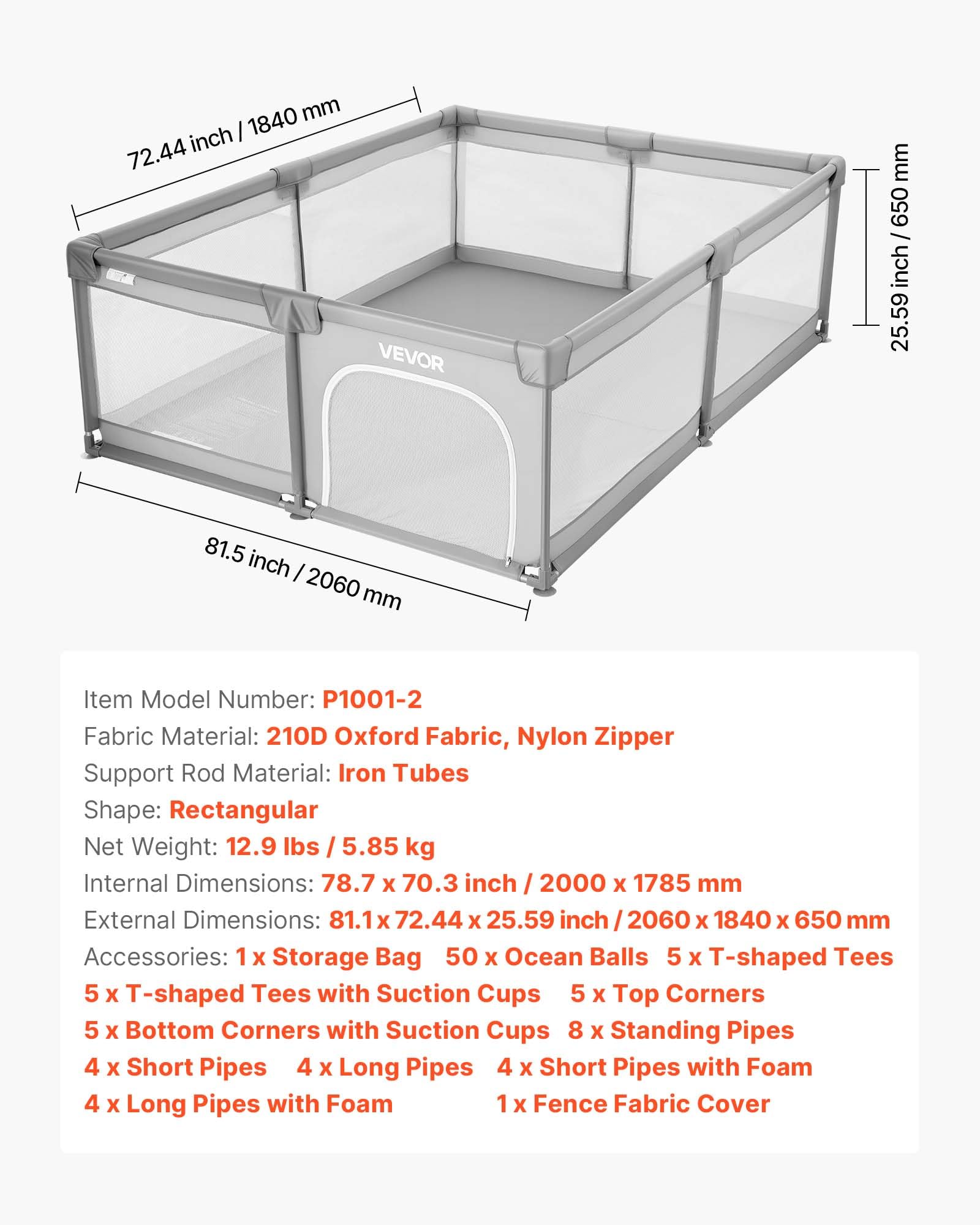 VEVOR baby playpen zipper door for convenient caregiver access