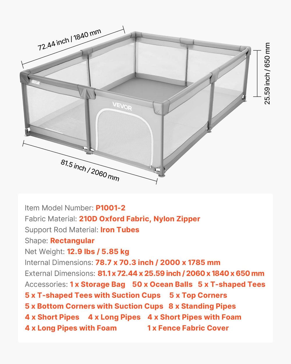 VEVOR baby playpen zipper door for convenient caregiver access