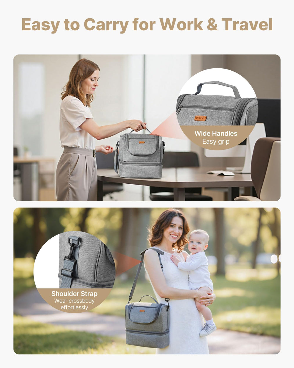 VEVOR breast pump bag organized compartment for pumps and bottles helps stay tidy