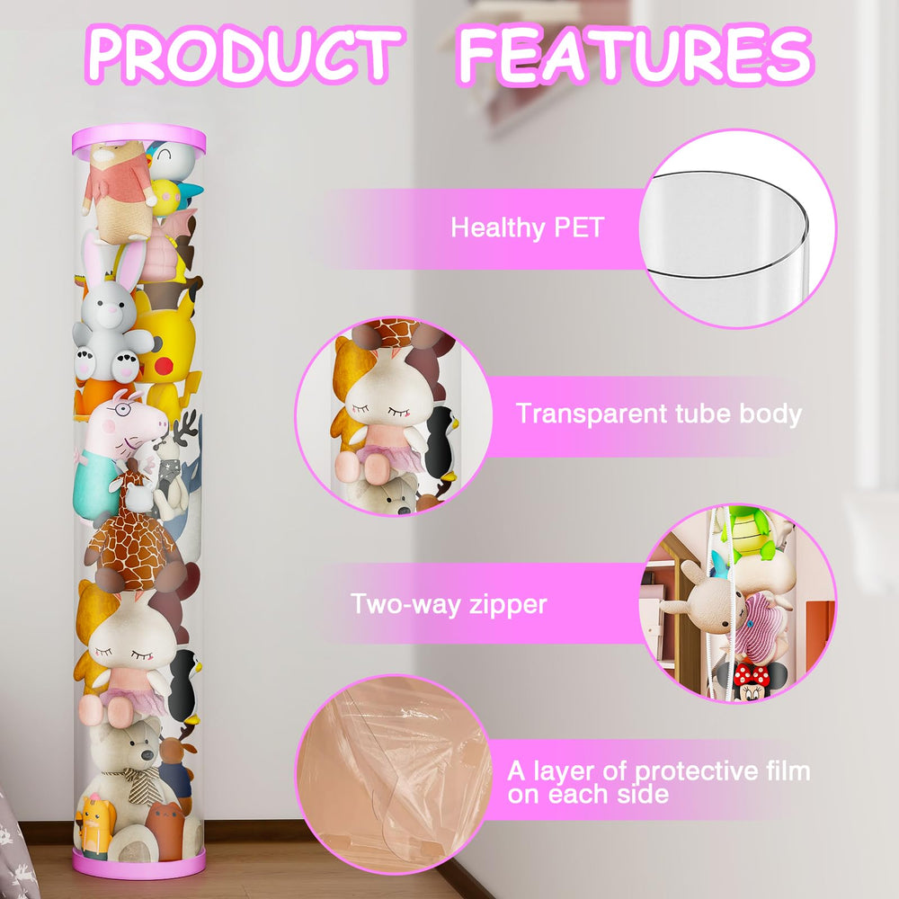VG1M stuffed animal storage tube lid closed emphasizing dustproof moisture-proof seals
