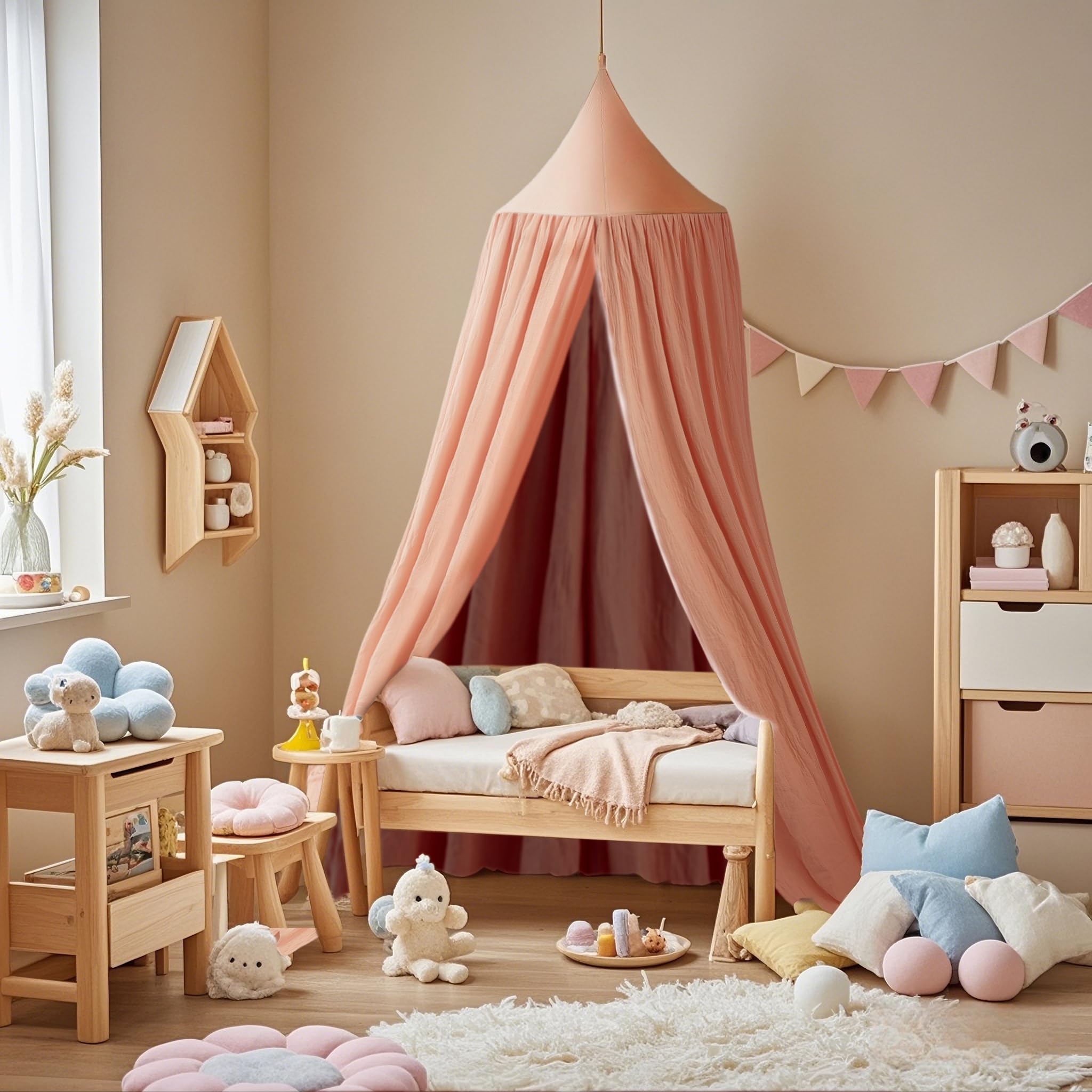 Vhaso cotton canopy scene adds fairy-decor charm for imaginative playtime.