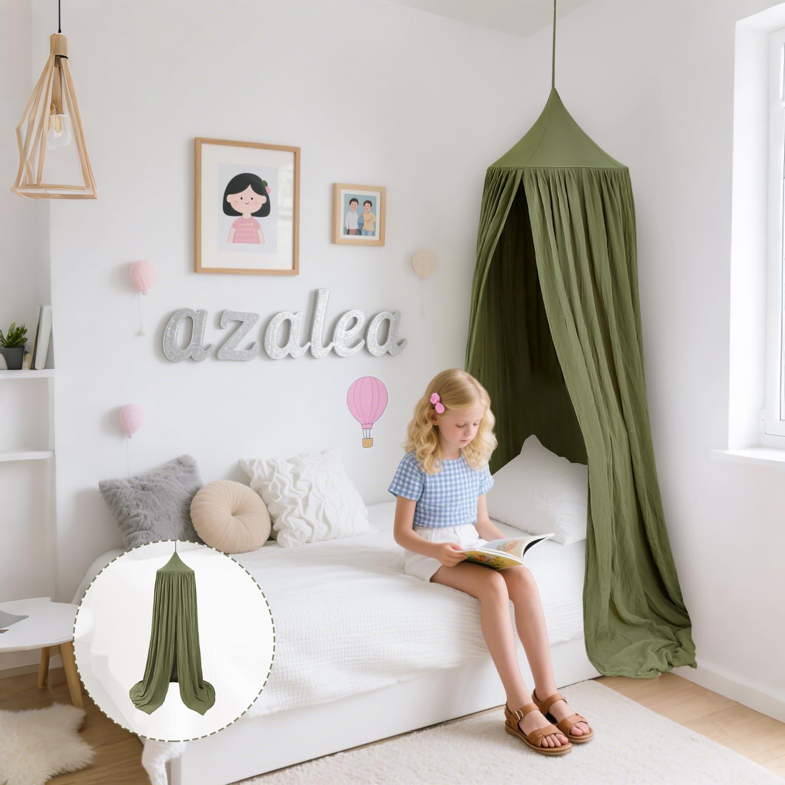 Vhaso soft cotton canopy green emphasizes breathable fabric for safe, comfortable play.