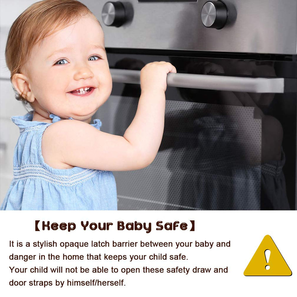 Viaky cabinet safety latch in-use illustration emphasizes child-proofing