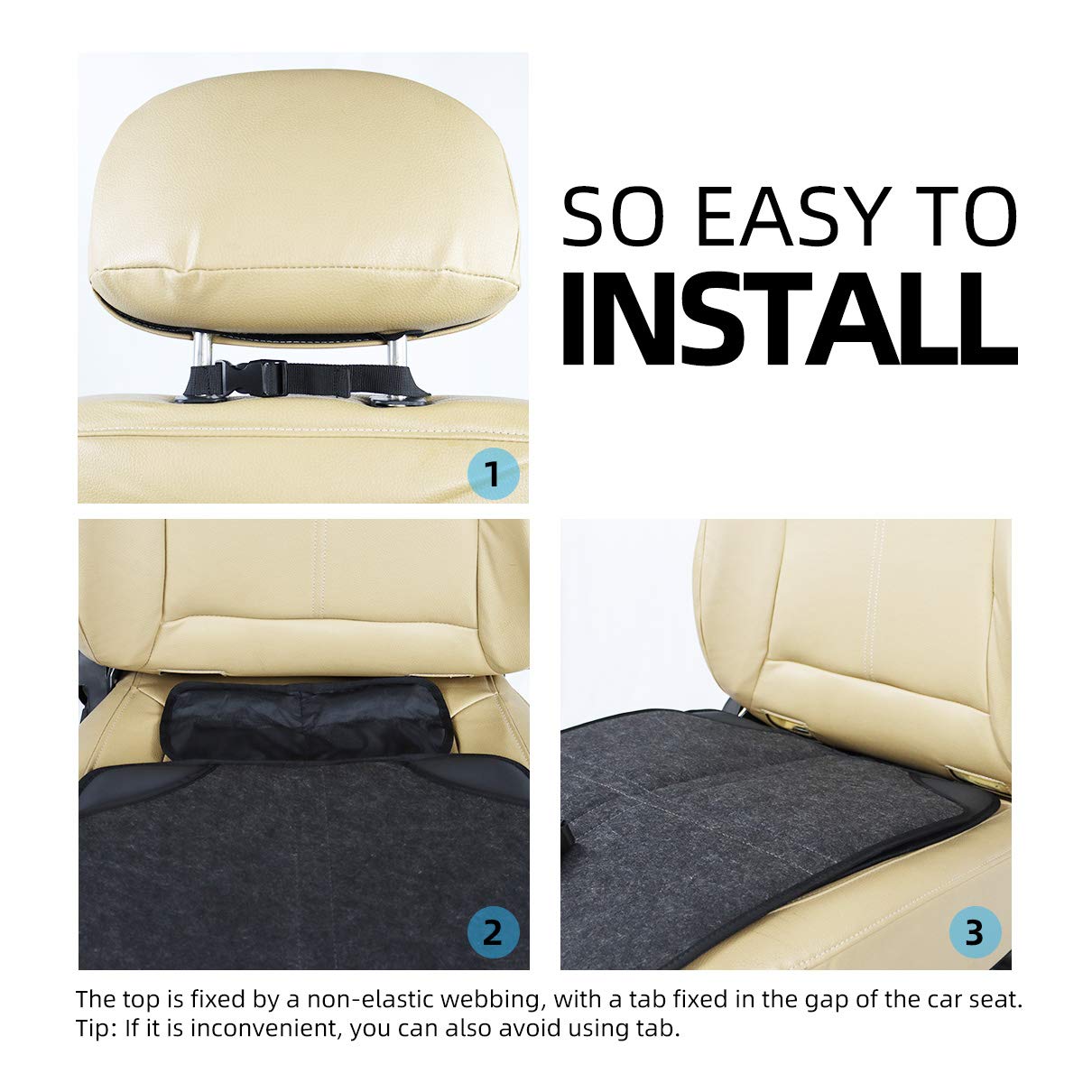 Viaviat leather booster protector thick design reduces seat indentations by about 0.43 inches.