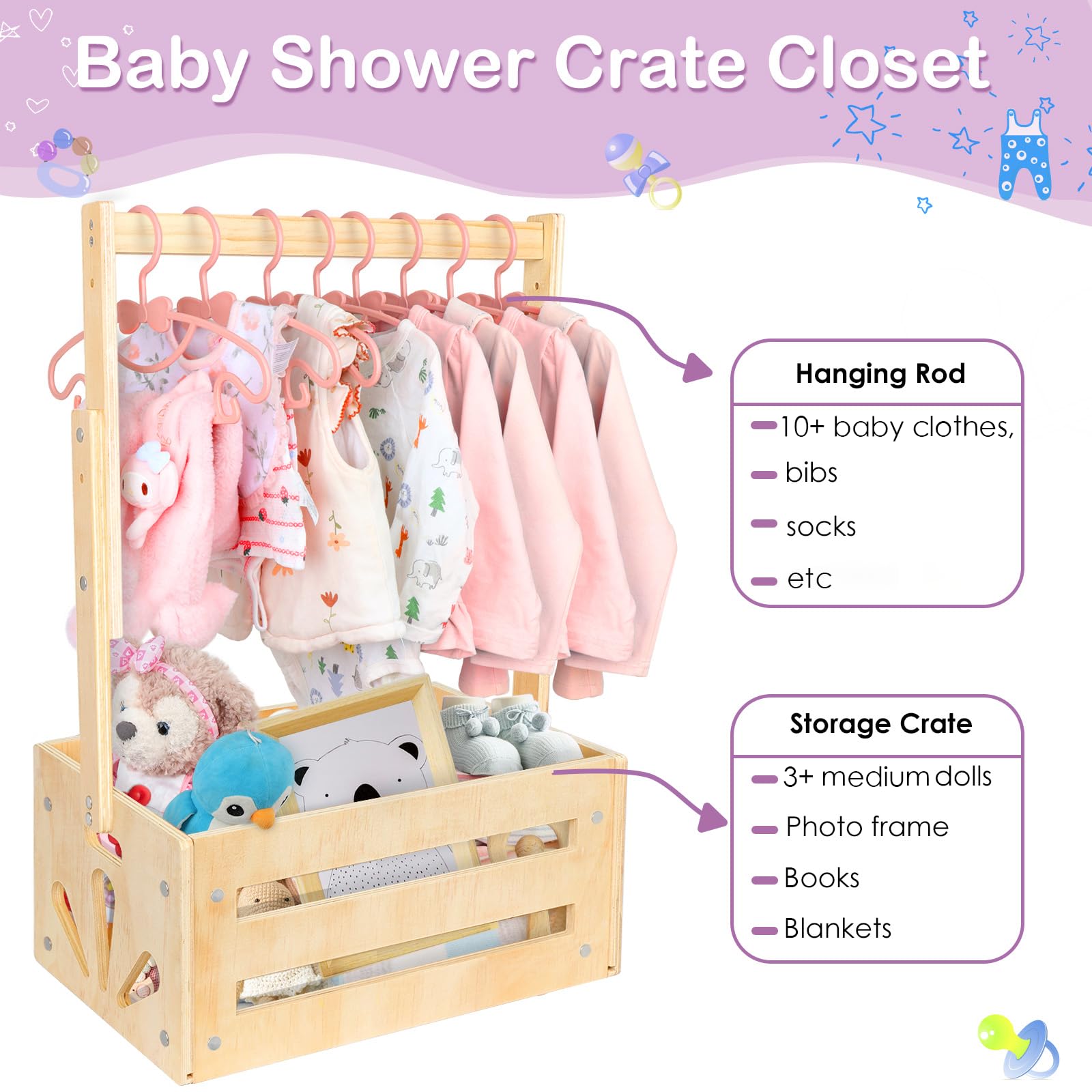 Vibaruta wooden baby shower crate nursery-storage solution keeps items organized