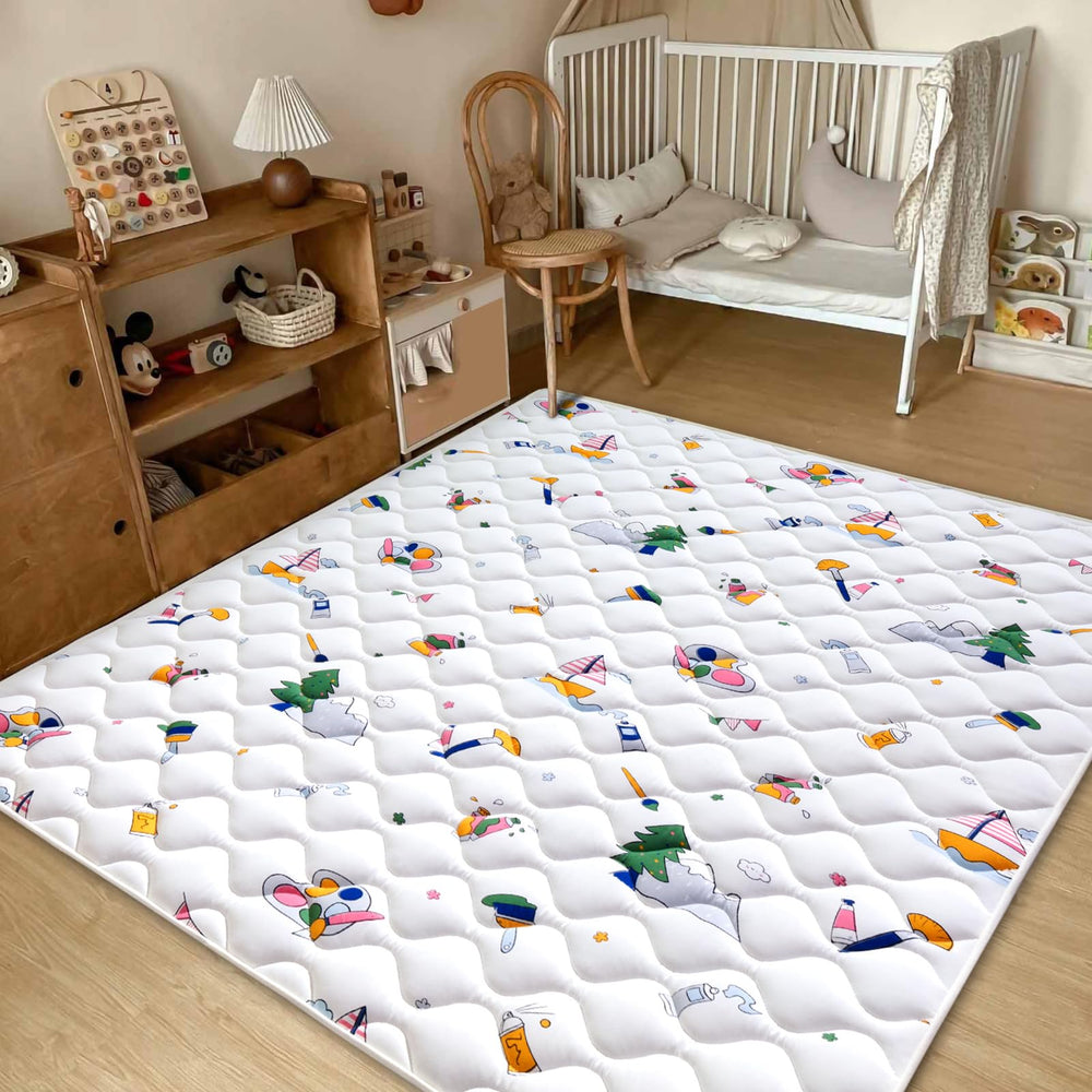 Vibe bear play mat in use with toddlers and infants during playtime.