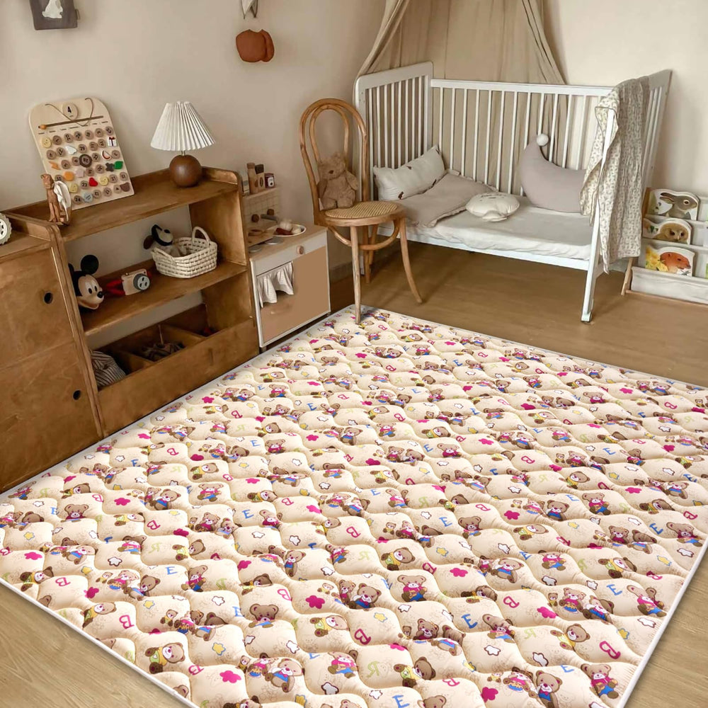 Vibe bear play mat safety-certifications ensure non-toxic, odorless flooring for infants.