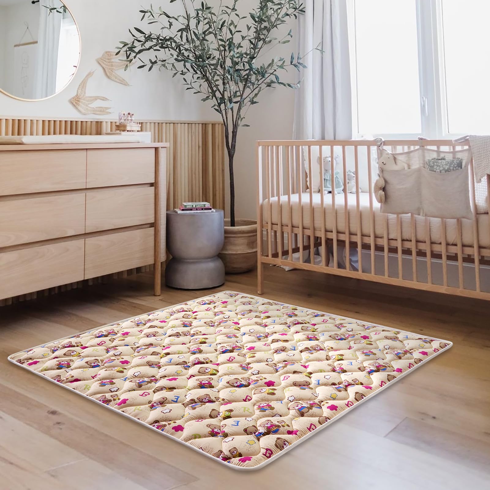 Vibe Bear indoor outdoor use play mat in living room setting
