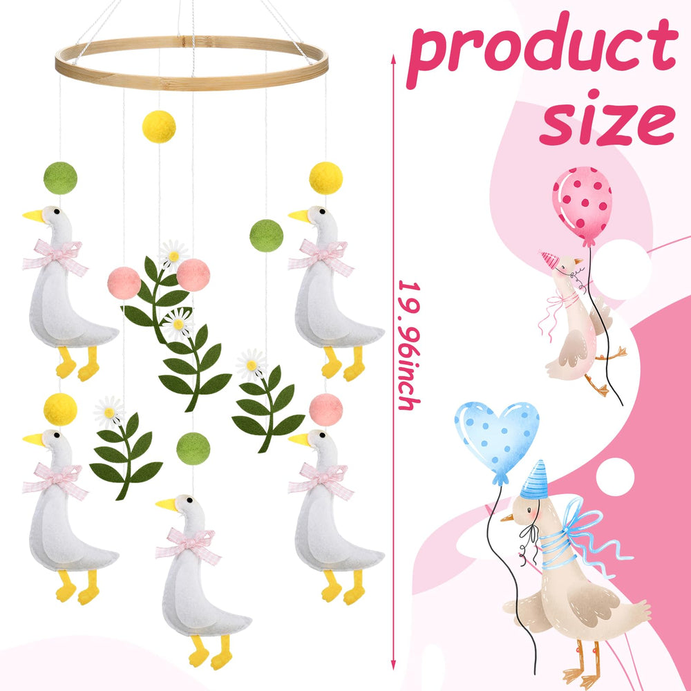 Vicenpal Silly Goose mobile showing pink-yellow hues for nursery ambiance.