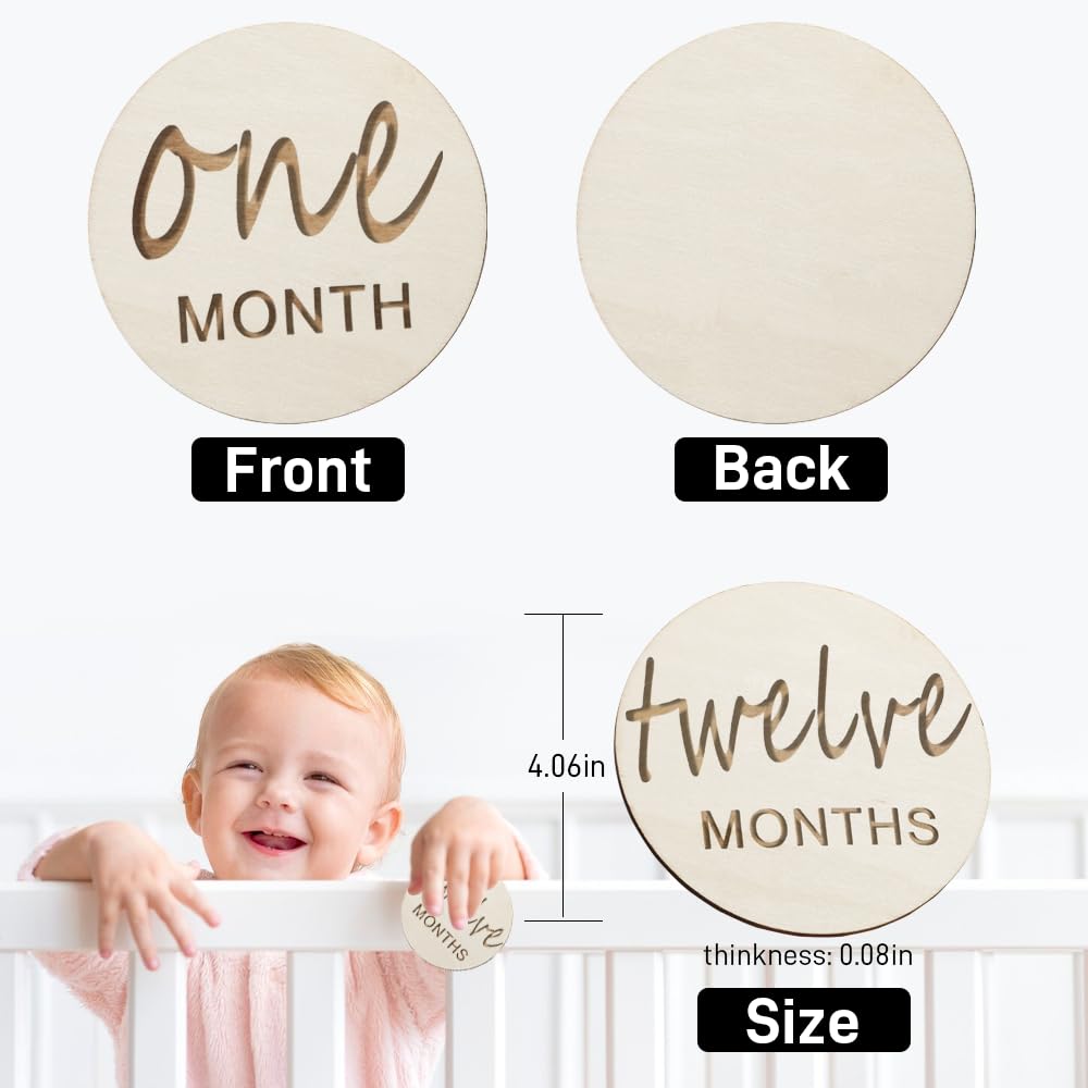 Vichona milestone wood discs back notes for pregnancy memories and reflections