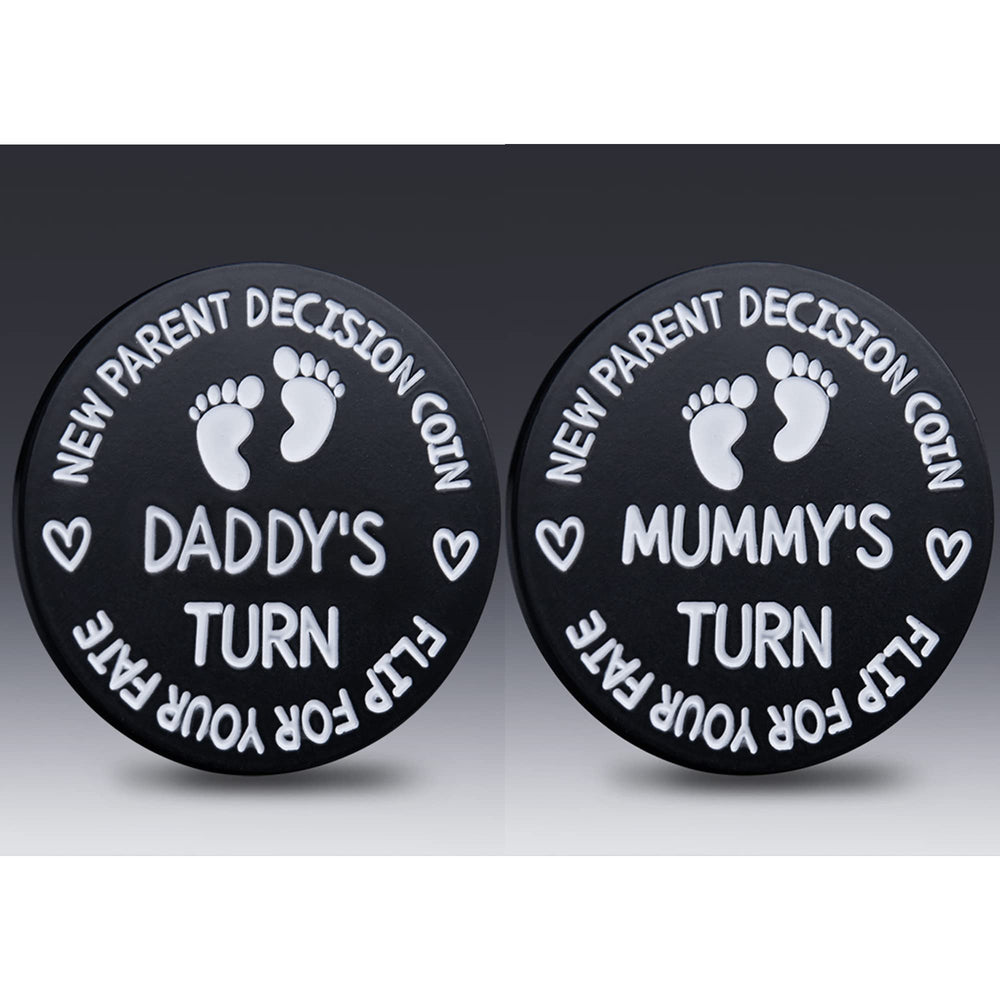 Vichona decision coin closeup engraving highlights durable stainless steel and lasting etch.