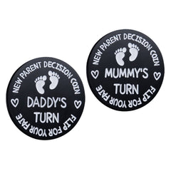 Vichona decision coin front shows Daddy's Turn for late-night diaper decisions.