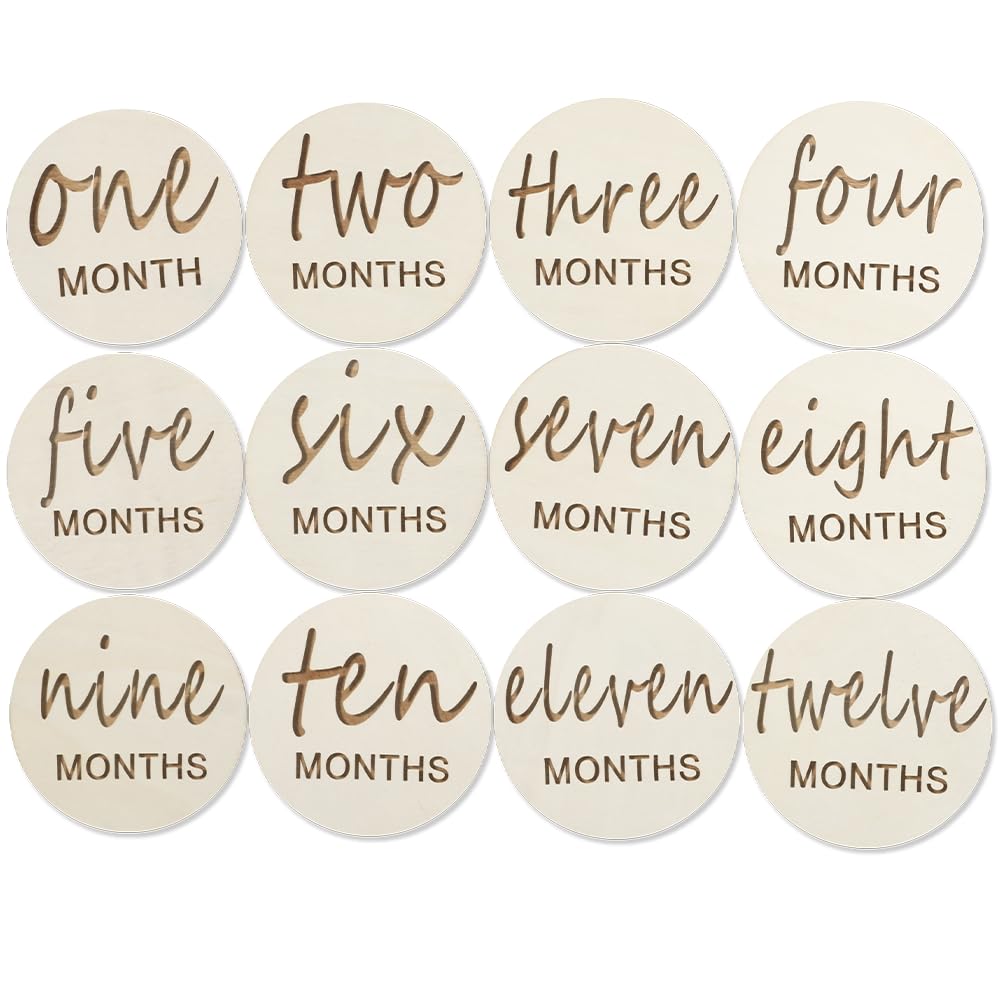 Vichona wooden monthly milestone cards photo prop for timeless newborn shoots